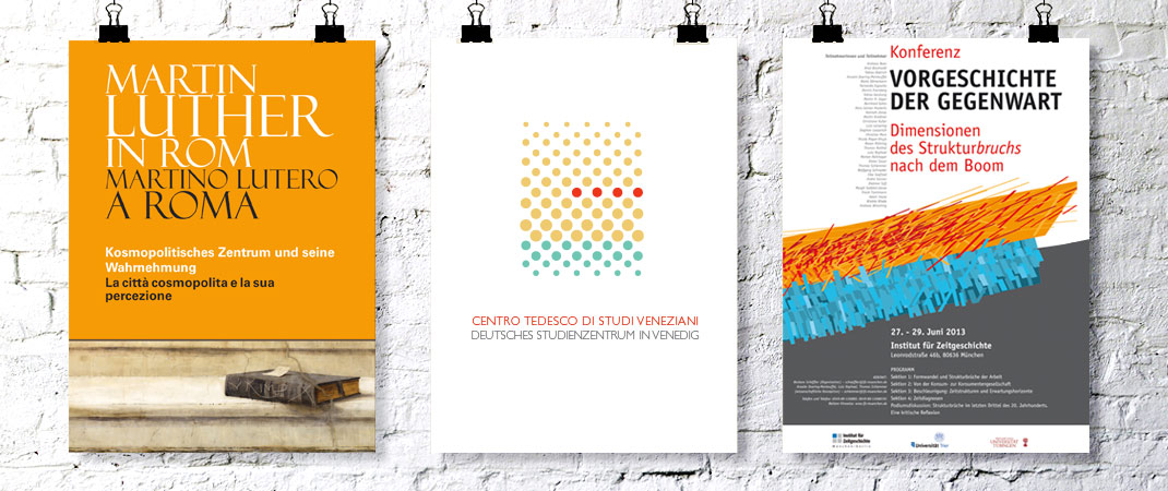 Grafikdesign Gestaltungsbeispiele: Plakate für Tagungen und Konferenzen; Logogestaltung inkl. Einbindung auf Briefpapier, Visitenkarten, Flyer, Plakate, u.v.m. | Blufish . Berlin . Grafikdesign